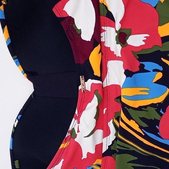Anne Cole Floral Twist‎ Front Shirred Strapless One-Piece Swimsuit Multicolor 6 - Picture 5 of 7